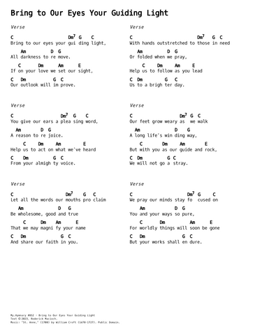 Score for ”Bring to Our Eyes Your Guiding Light”