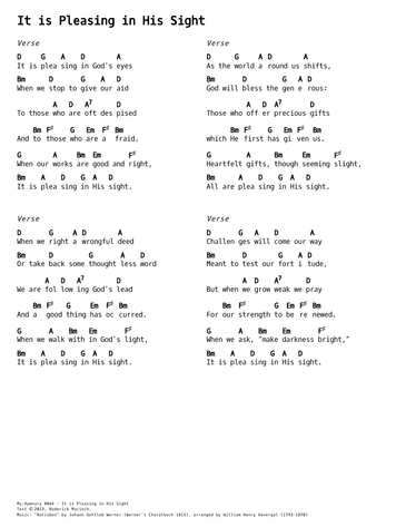 Score for ”It is Pleasing in His Sight”