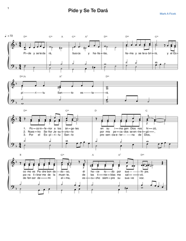 Score for ”Pide y Se Te Dará”