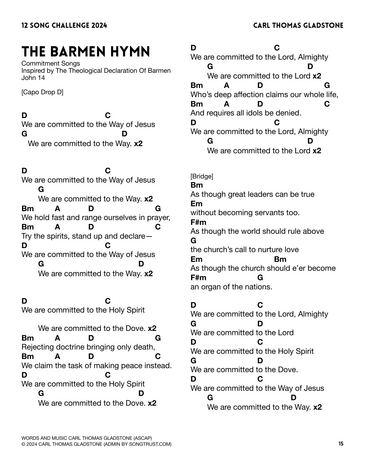 Score for ”Barmen Hymn”