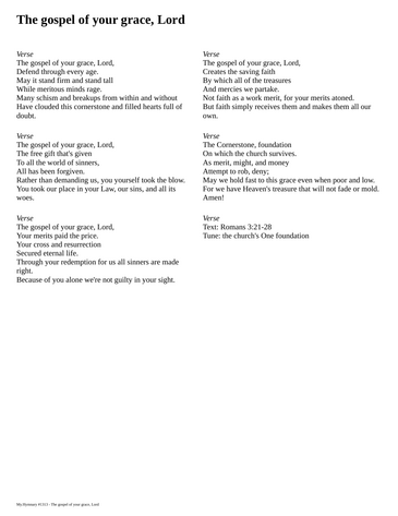 Score for ”The gospel of your grace, Lord”