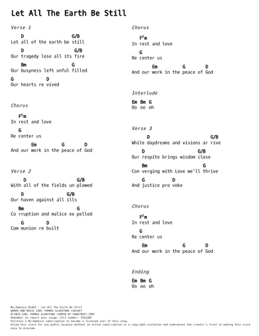 Score for ”Let All The Earth Be Still”