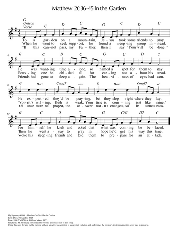 Score for ”Matthew 26:36-45 In the Garden”