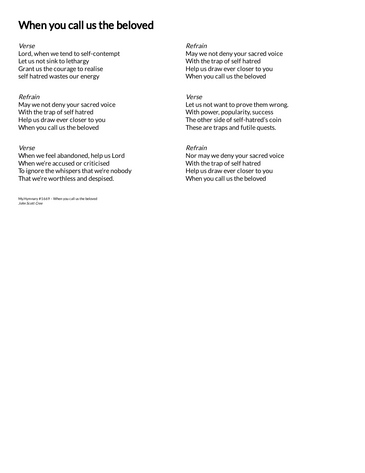 Score for ”When you call us the beloved”